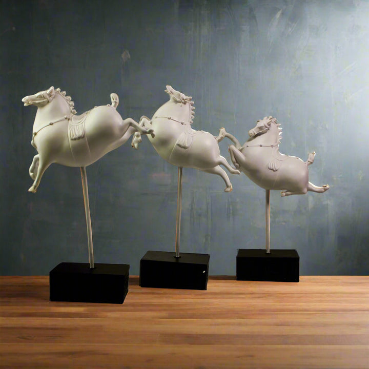 The White Prancing Ponies (Set of 3)