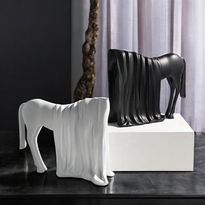 Veiled Horse Resin Sculpture