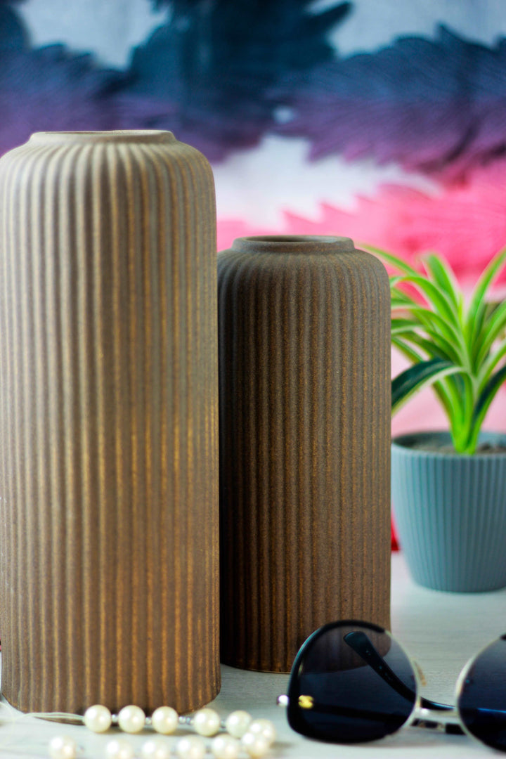 Contemporary Ribbed - Set of 3 Vases