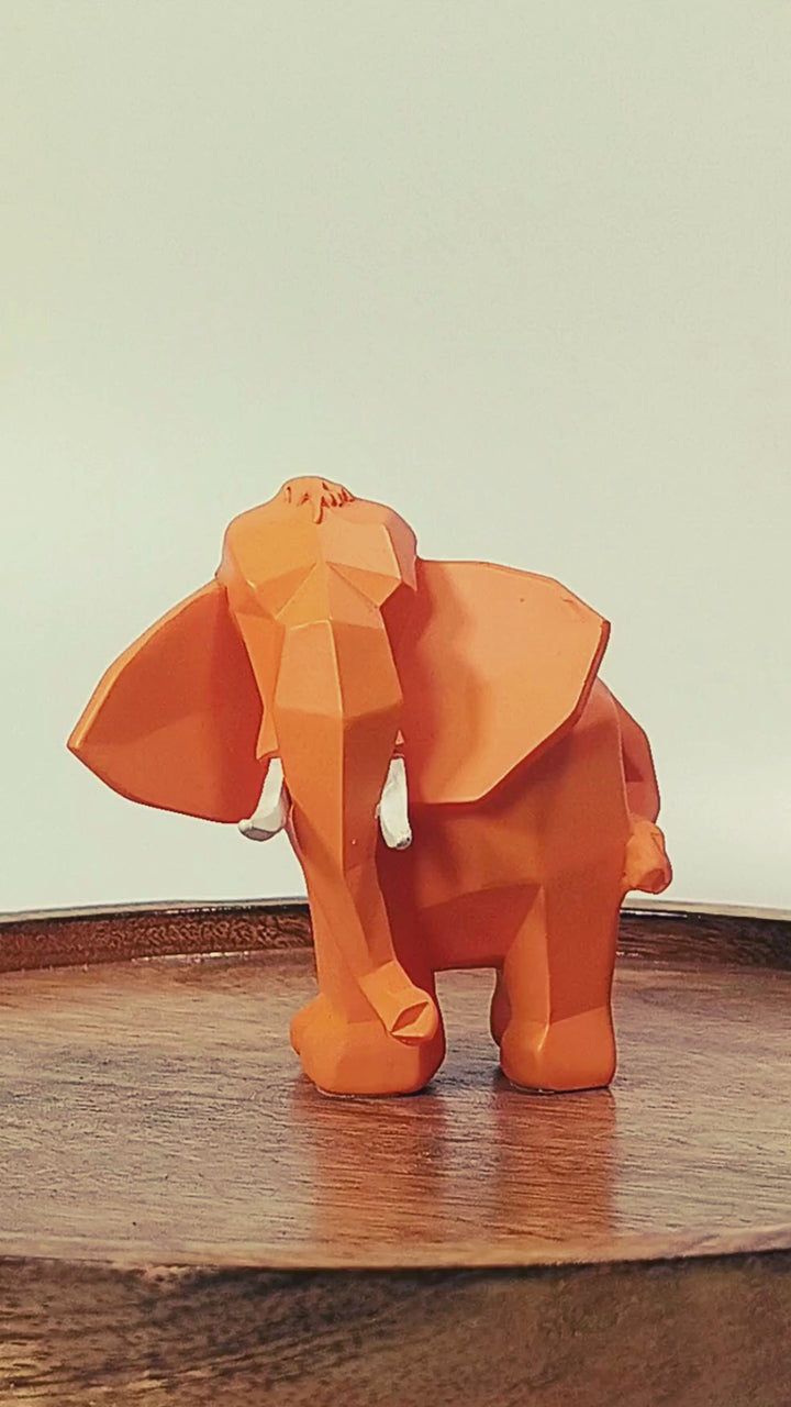 Geometric Elephant Figurine Small Orange