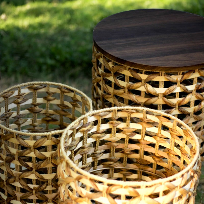 Rattan End Table With Storage