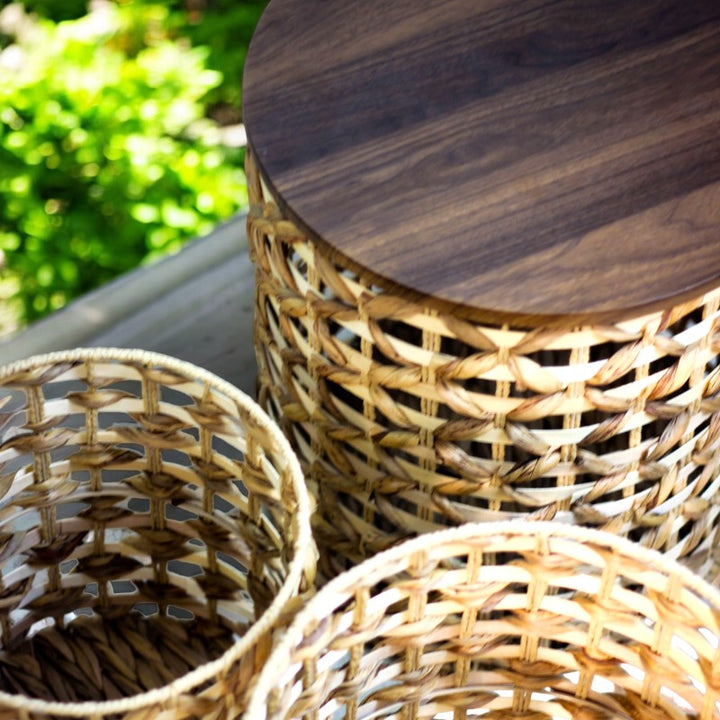 Rattan End Table With Storage