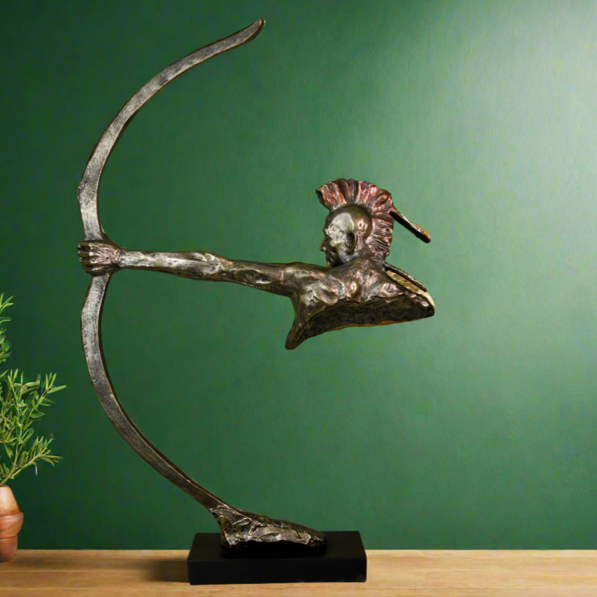 Native American with Bow and Arrow Resin & Metal Sculpture