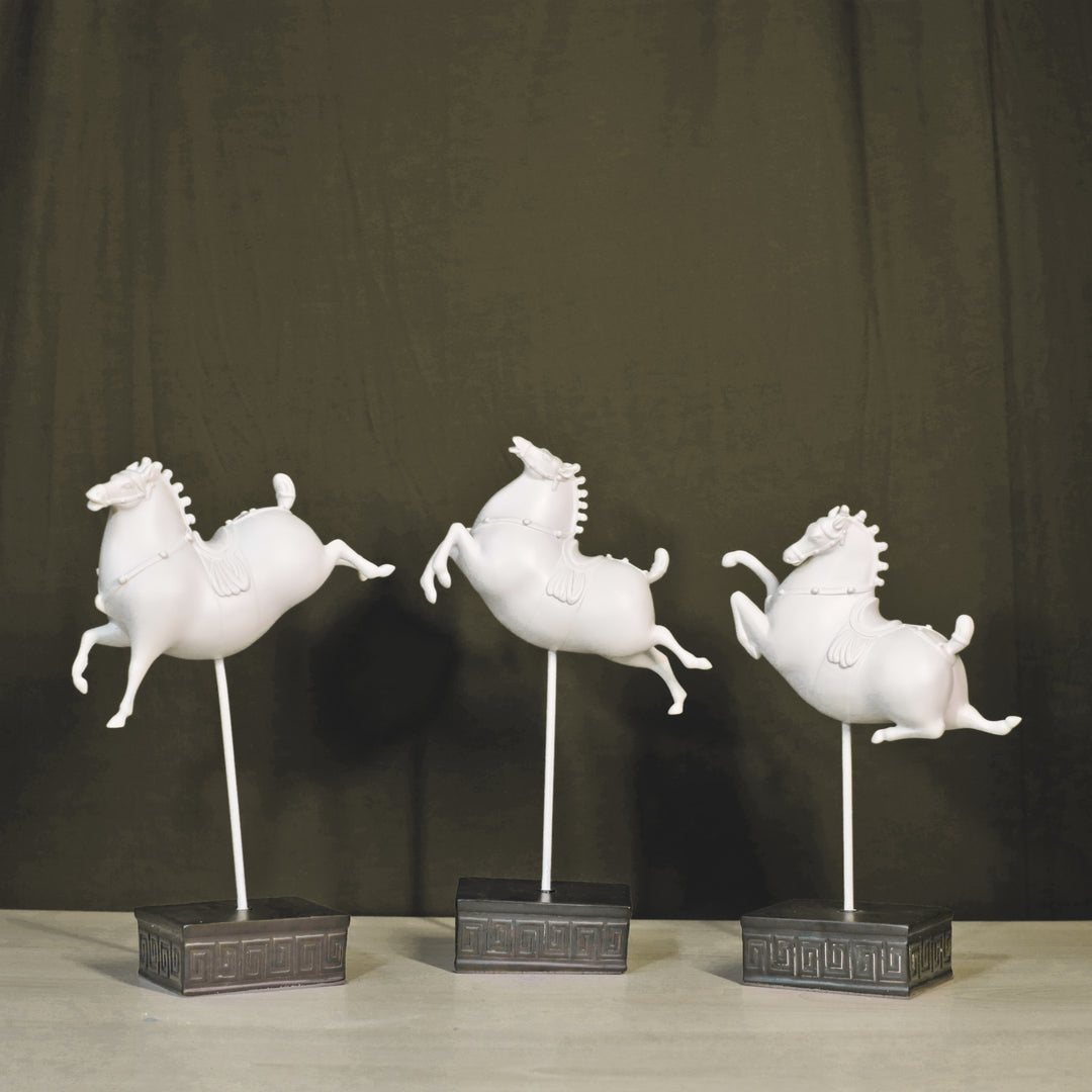 The White Prancing Ponies (Set of 3)