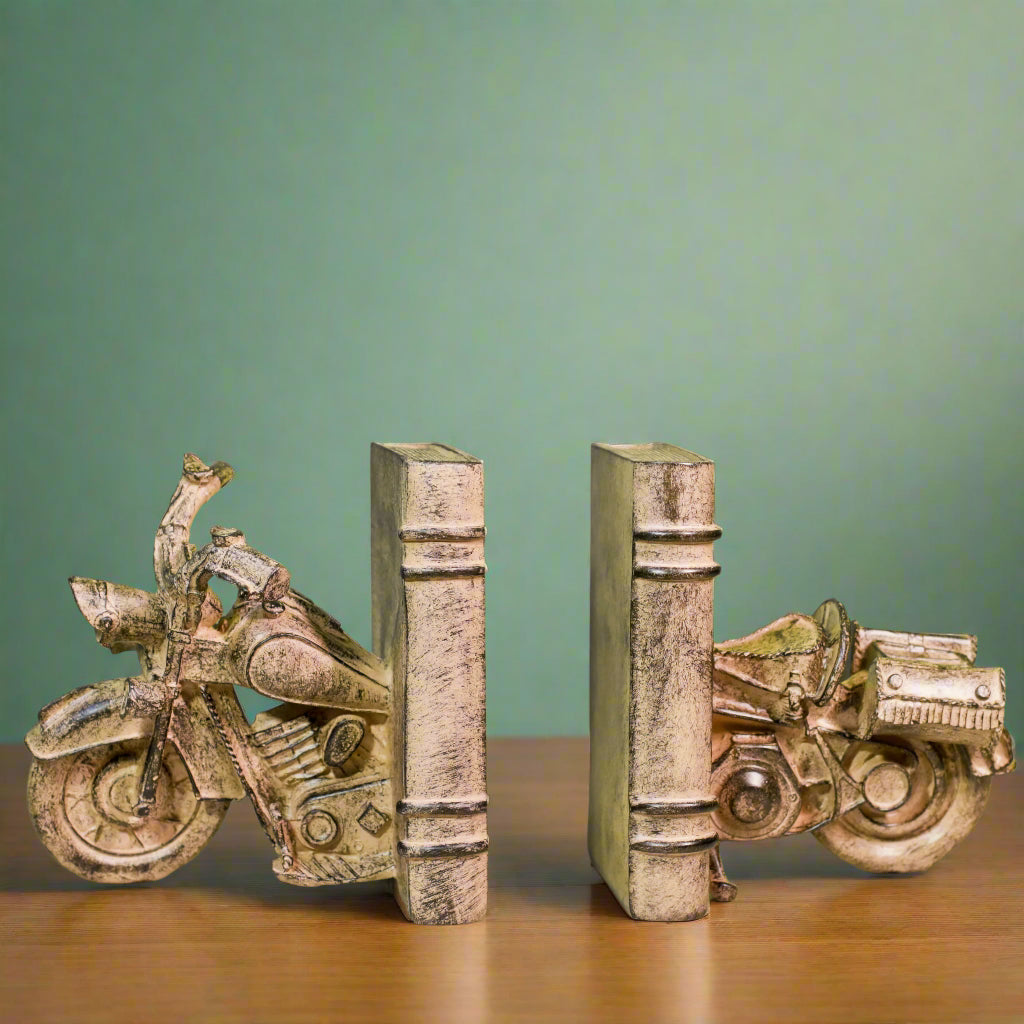 Vintage Motorcycle Bookends