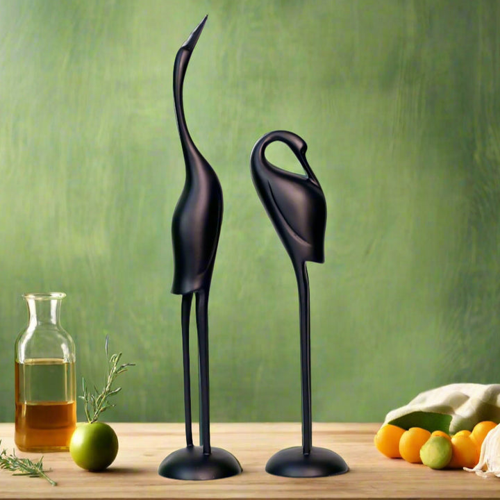 Sleek Crane Pair Decor Resin Sculpture (Set of 2)