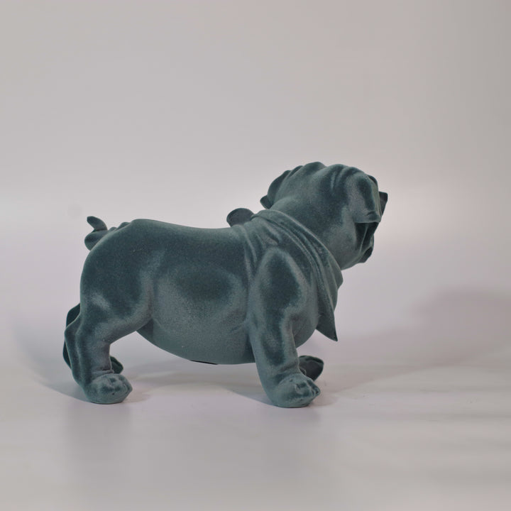 Velvet Finish Dapper Pup Resin Sculpture (Electric Grey)