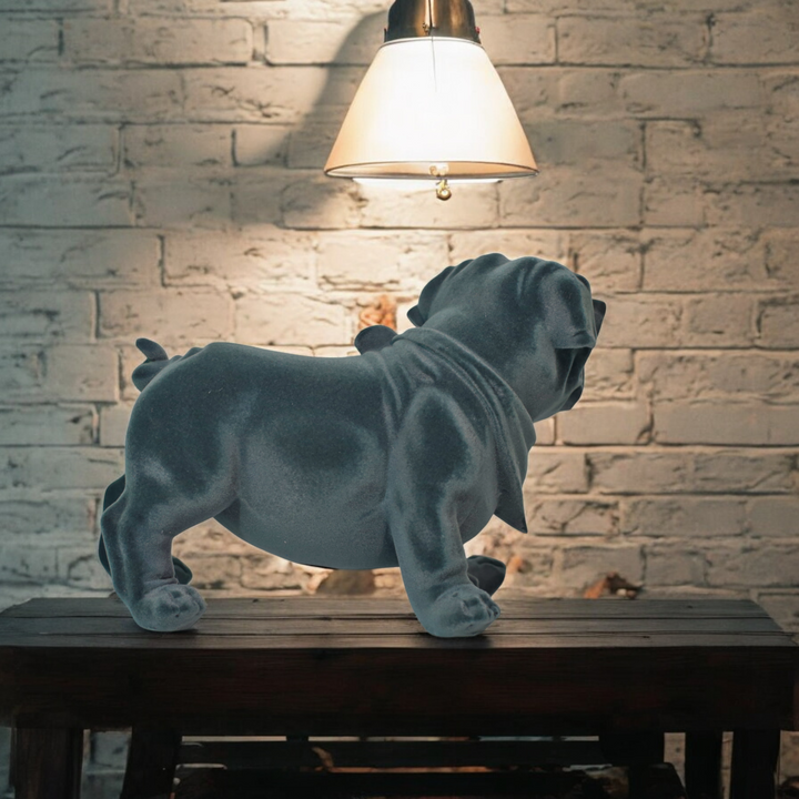 Velvet Finish Dapper Pup Resin Sculpture (Electric Grey)