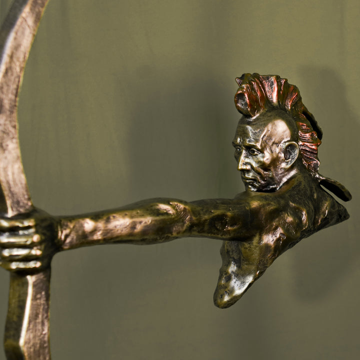 Native American with Bow and Arrow Resin & Metal Sculpture